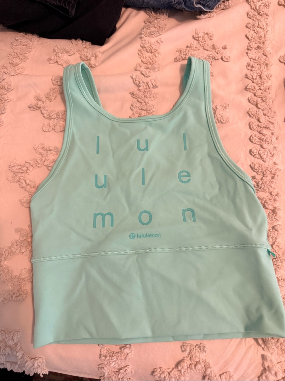lululemon athletica Mint Aqua Logo Crop Tank
